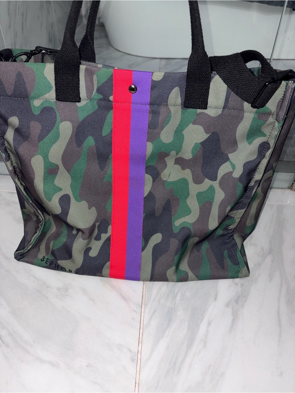 SEPHORA Camo & Striped Utility Convertible Tote Backpack Bag - Rare Promo